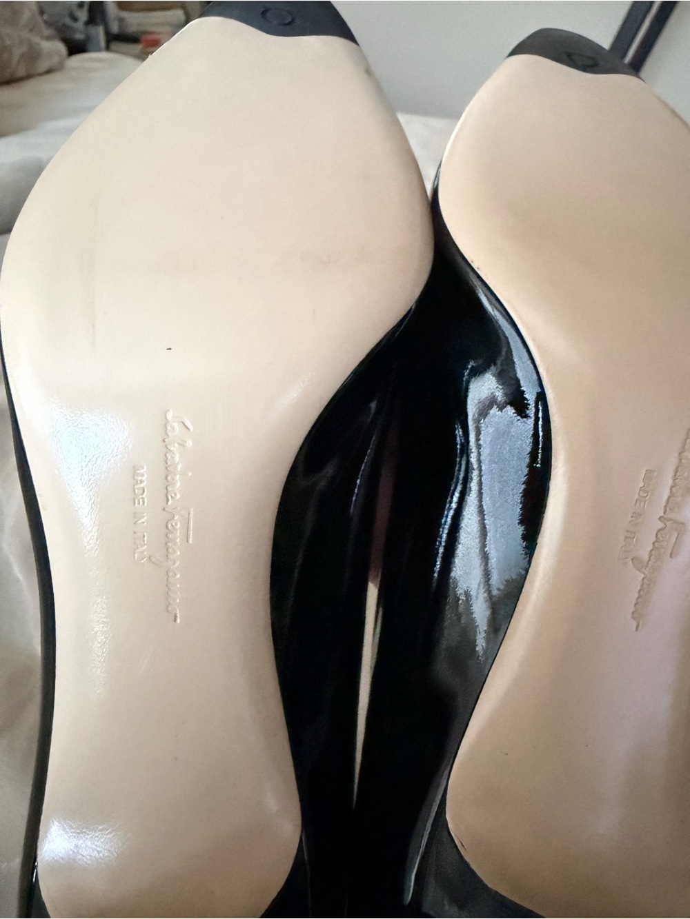 Salvatore Ferragamo Black Patent Pointed Toe Pumps - Picture 4 of 6